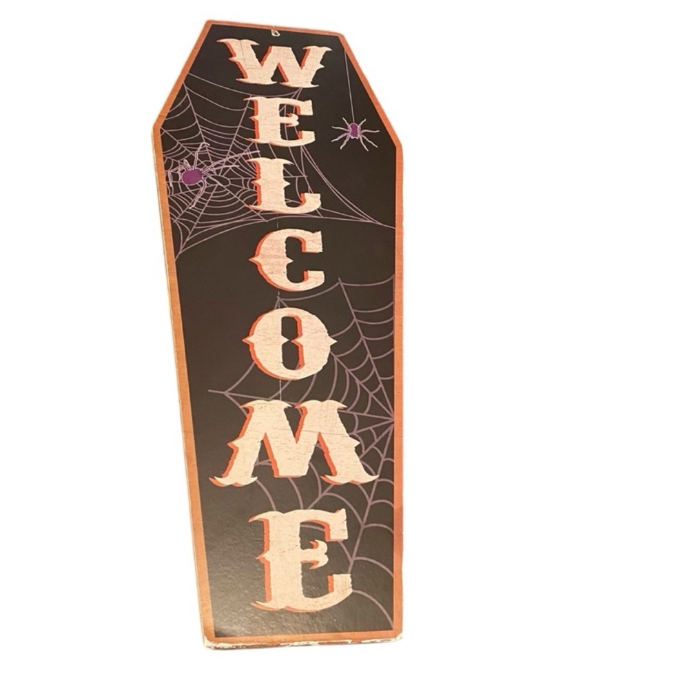 Halloween Welcome Sign with Spider Web Design